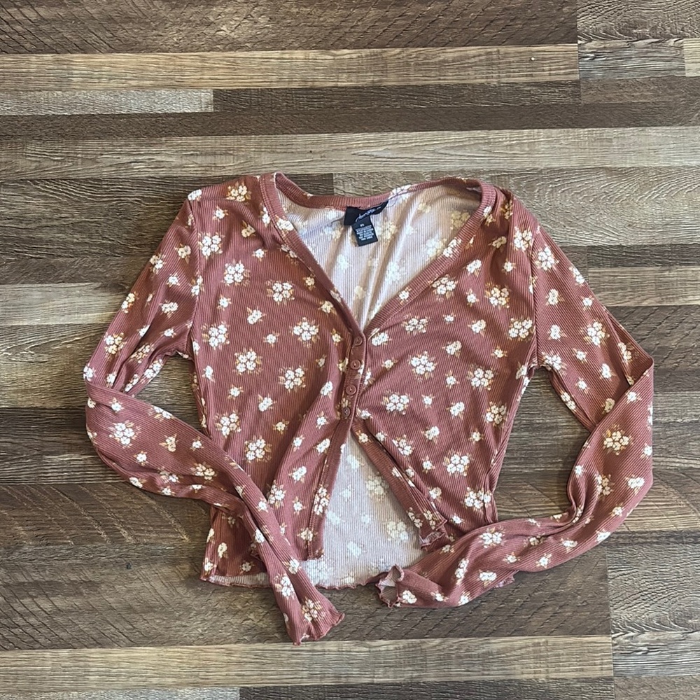 Floral Button-Up Cardigan - Pink